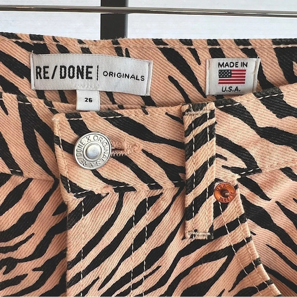 Re/Done High Rise Nude Tiger Print Slim Jeans 26 NWT Animal Print Bold Statement - Picture 3 of 7